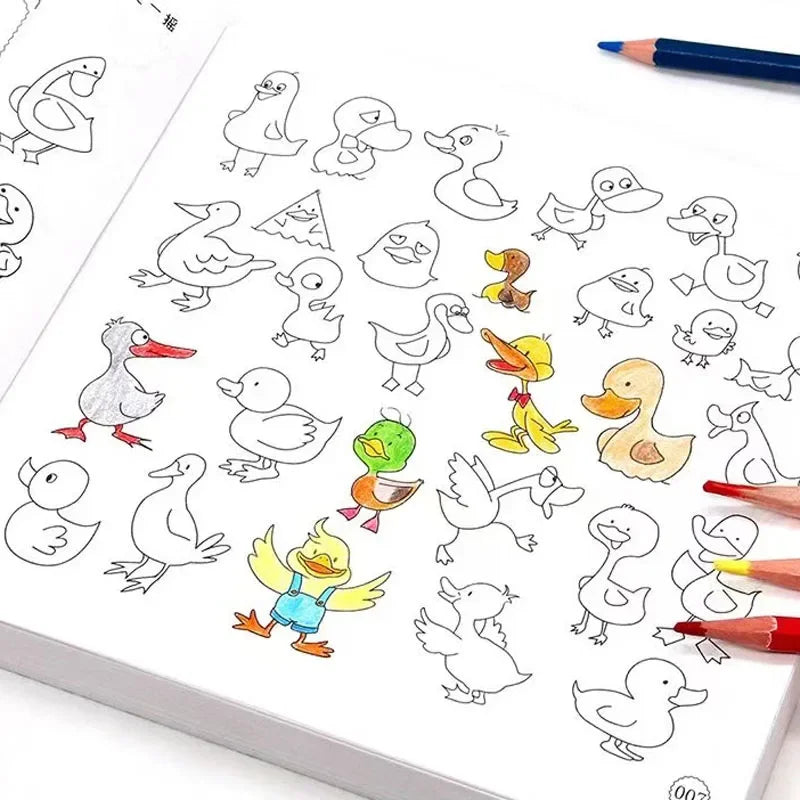 Kids Simple Drawing Coloring Book 10000 Easy Step-by-step Doodle