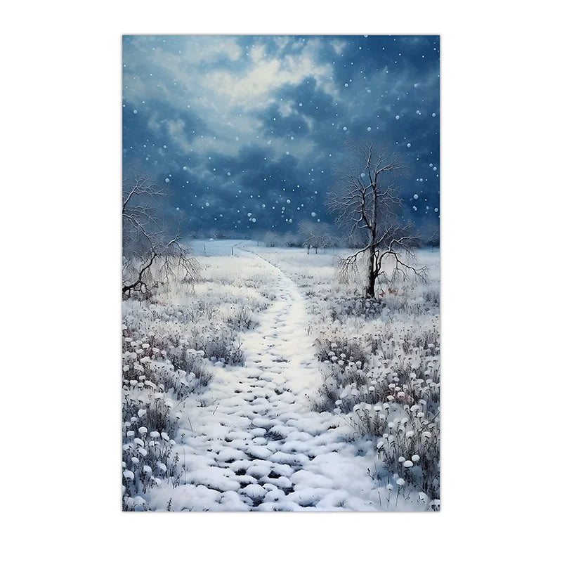 Winter Landscape Wall Art, Snowy Forest Plant Canvas Painting, Nordic Cozy Season Poster Print for Bedroom Living Room Decor Peaceful Pleasures Health and Wellness 01 40x50cm No Frame China Mainland