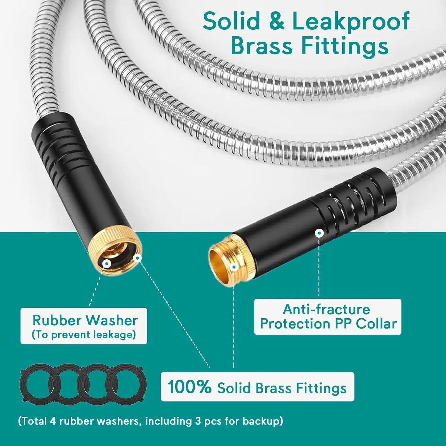 Stainless Steel Garden Hose 25–75ft | Kink-Free Metal Hose