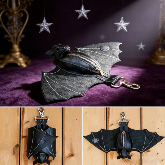 Gothic Bat Coin Wallet & Keychain Set – Zippered PU Pouch Gothic Coin Wallet Peaceful Pleasures Health and Wellness