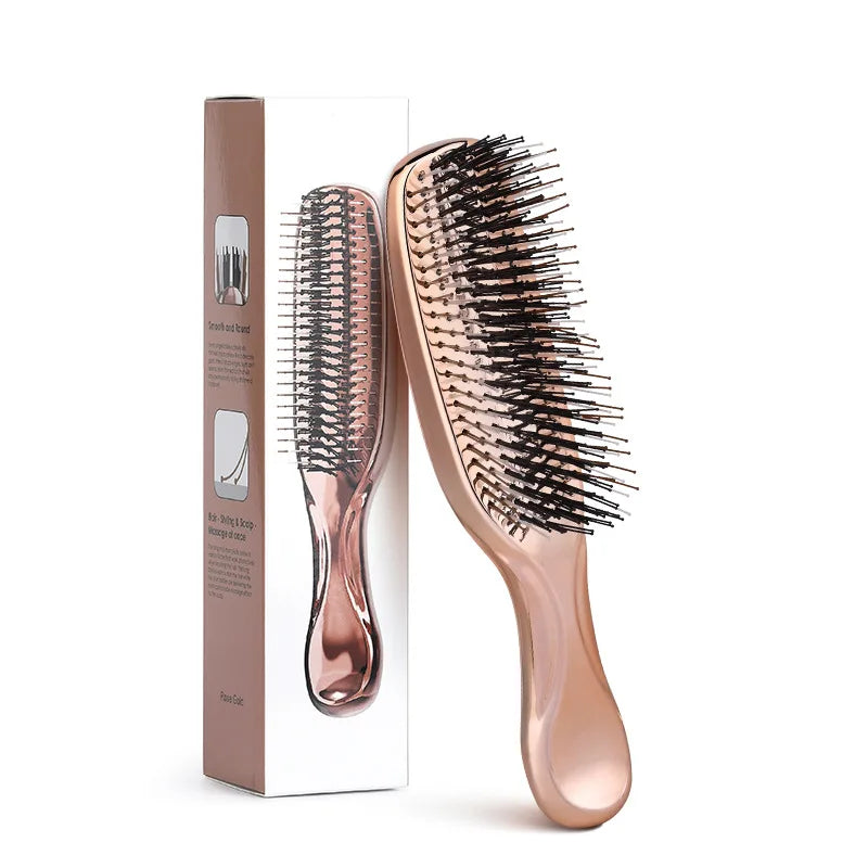 Comb Hair, Meridian Massage, Scalp Cleaning and Care, Dry and Wet Dual-use Portable Hair Comb Barber Accessories Peaceful Pleasures Health and Wellness Rose Gold - A