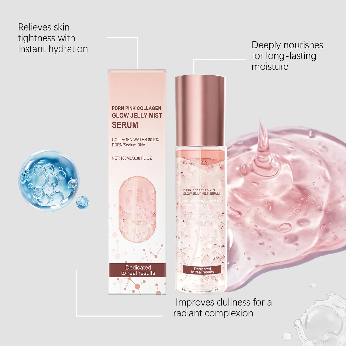 Pink Jelly Vegan Collagen Face Serum – Hydrating Firming Spray