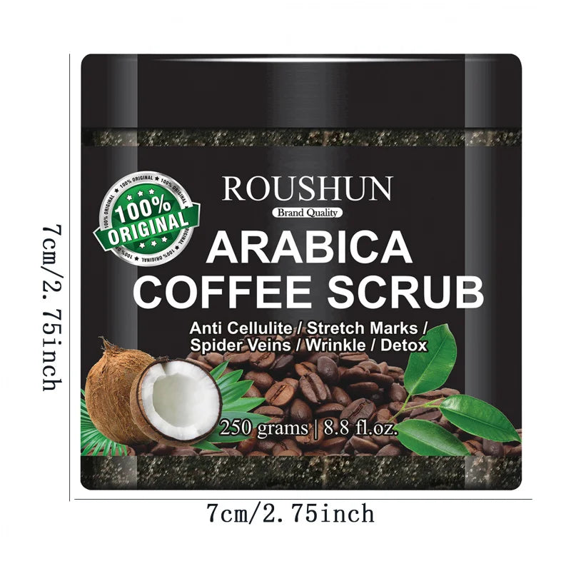 ROUSHUN ARABICA COFFEE SCRUB Large Capacity Family Pack Body Scrub Gentle Deep Cleansing Skin Peaceful Pleasures Health and Wellness