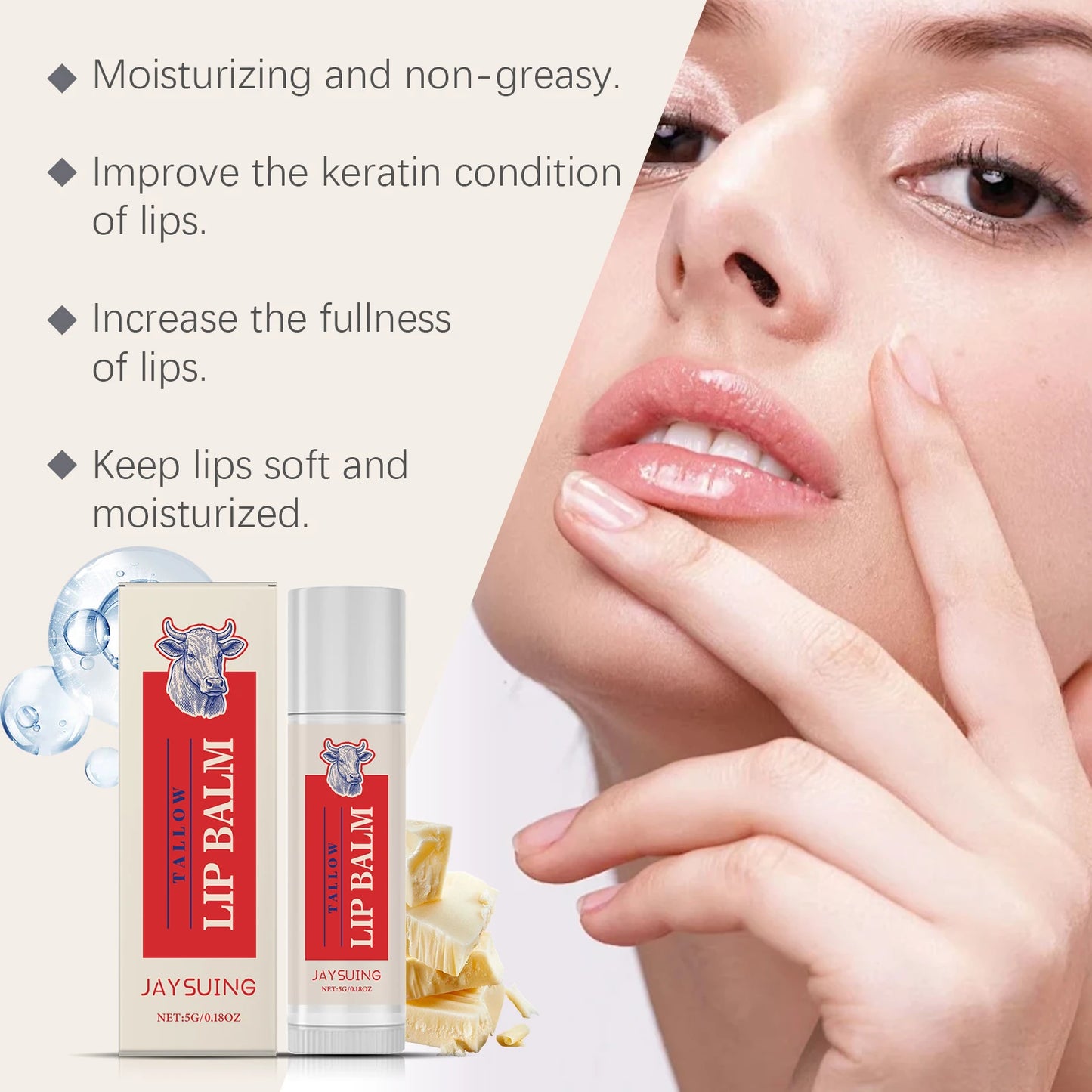 Tallow Lip Balm – Plumping, Hydrating & Anti-Crack Lip Care