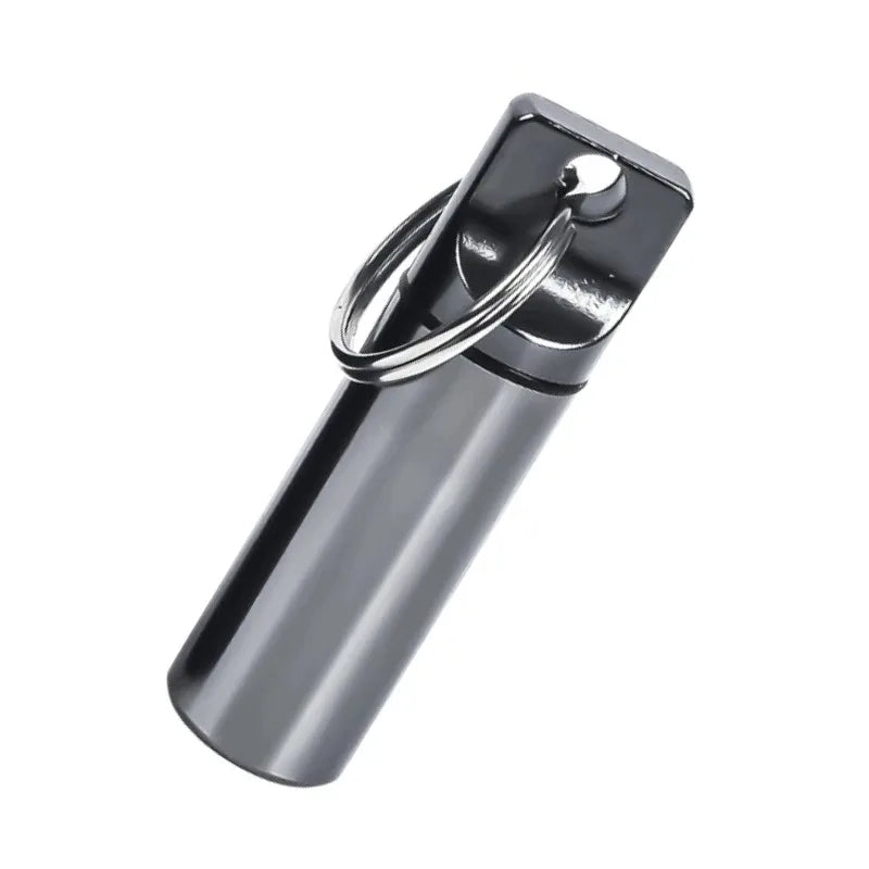 New Portable Waterproof Aluminium Metal Key Ring Pill Box Case Container Organizer Capsule Airtight Tablet for On The Go Storage Peaceful Pleasures Health and Wellness Bright Grey China Mainland