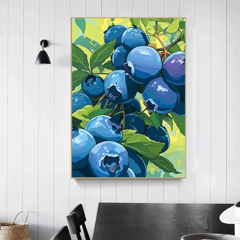 Colourful Fruit Still Life Illustration Poster Banana Strawberry Lemon Lychee Canvas Painting Wall Art for Fruit Shop Home Decor Peaceful Pleasures Health and Wellness