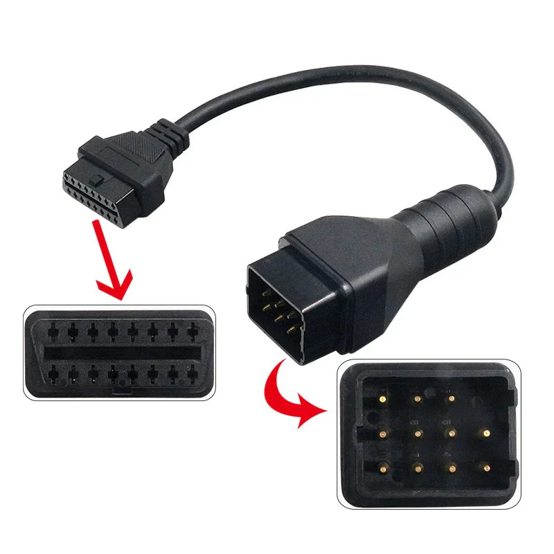 Renault 12-Pin to OBD2 16-Pin Diagnostic Adapter Cable