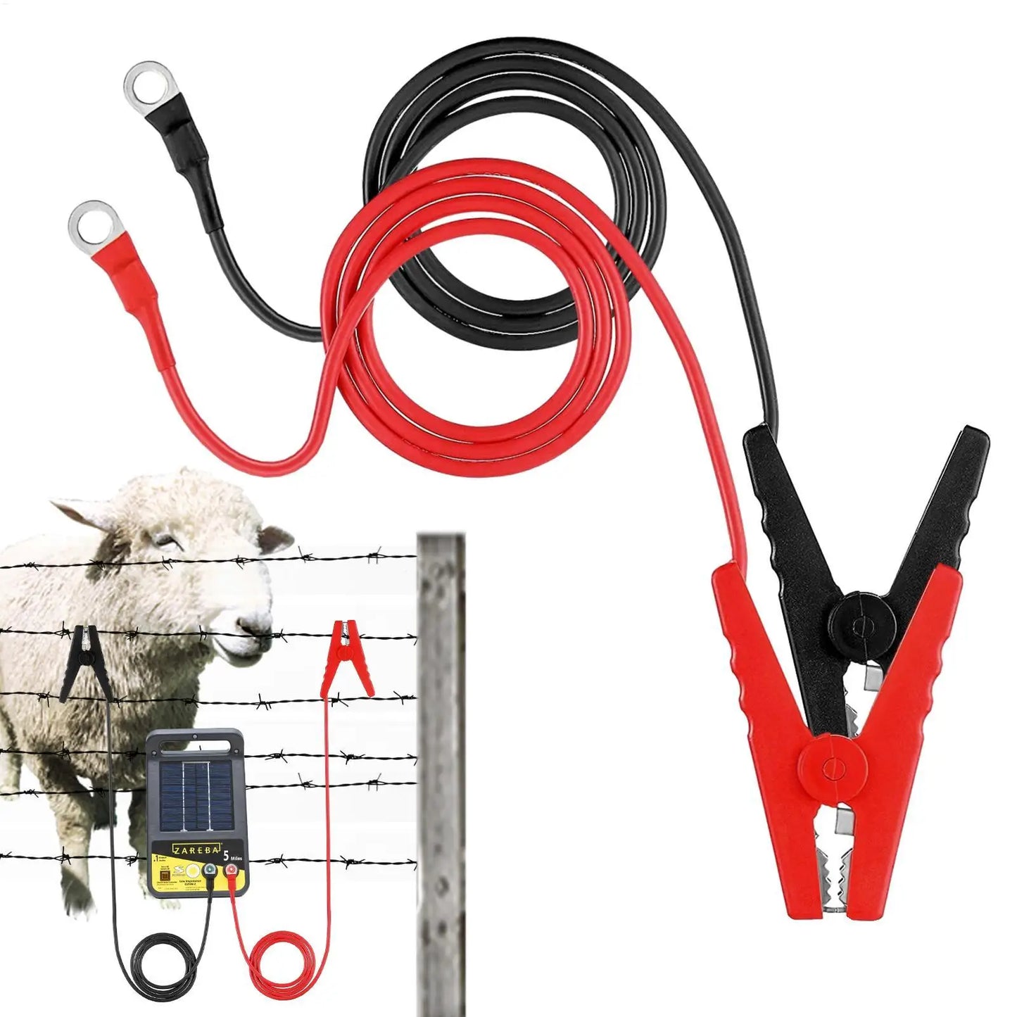 Electric Fence Jumper Cable with Alligator Clips Heavy Duty Insulated Wire for Solar & Battery Fencers, Easy Repairs & Extension Peaceful Pleasures Health and Wellness