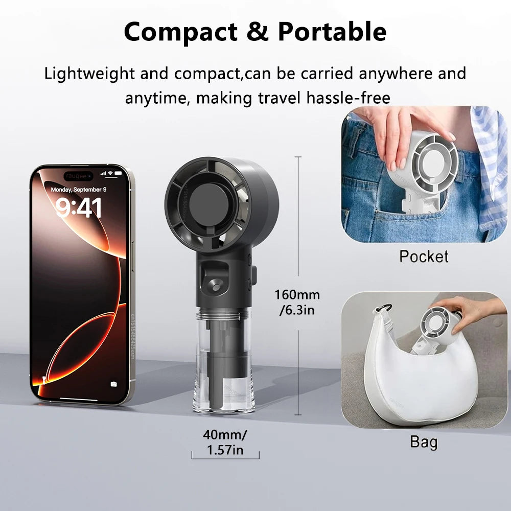 Portable Water Mist Fan Rechargeable Handheld Humidifier Fan 4 Wind Speed Air Cooler Fan Personal Small Pocket Water Spray Fan Peaceful Pleasures Health and Wellness