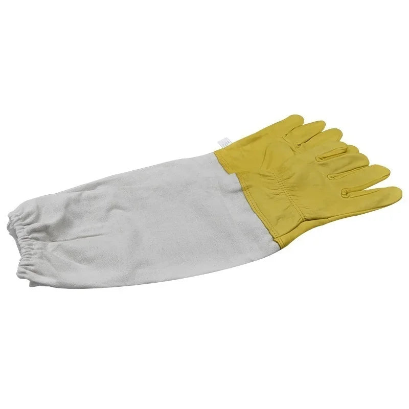 Beekeeper Protective Gloves Anti Bee Breathable Goatskin Yellow