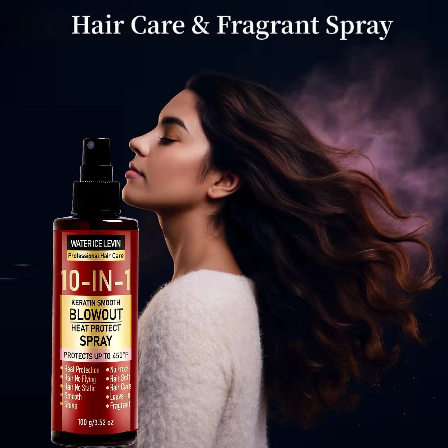 10-in-1 Keratin Heat Protect Spray | Anti-Frizz, 450°F Heat Protect Spray Peaceful Pleasures Health and Wellness
