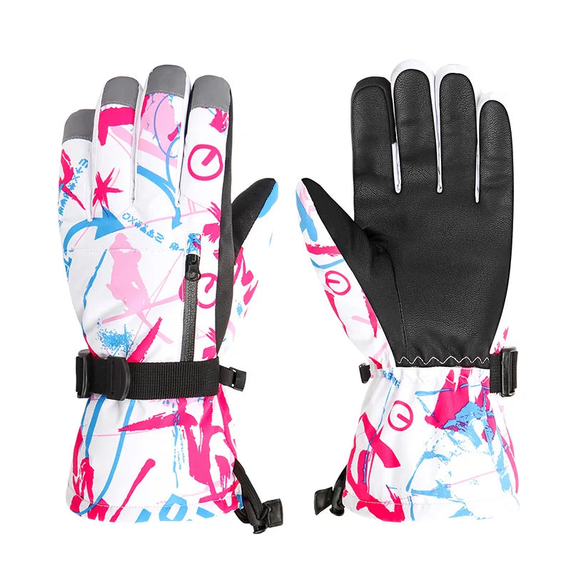 2025 Winter Ski Snowboard Gloves Men Women - Waterproof Touchscreen, Warm PU Leather, Non-Slip for Moto Cycling Outdoor Sports Peaceful Pleasures Health and Wellness Pink XL