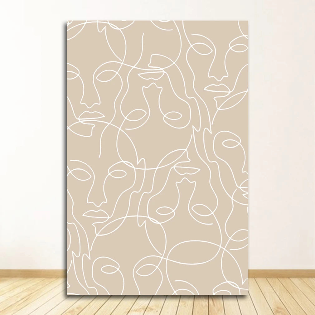 Green Plant Abstract Nordic Canvas Wall Art Print | Unframed
