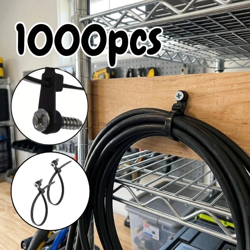 Screw Hole Nylon Cable Ties – Reusable Self-Locking 100–1000 PCS