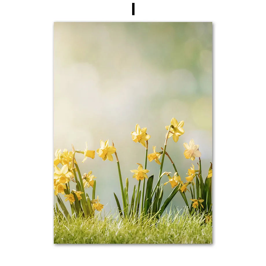 Spring Floral Frameless Canvas Print | Modern Wall Art Poster Canvas Wall Art Print Peaceful Pleasures Health and Wellness I 40x60cm Unframed
