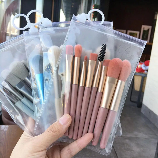 8-Piece Mini Travel Makeup Brush Set – Foundation & Eye Brushes Travel Makeup Brush Set Peaceful Pleasures Health and Wellness