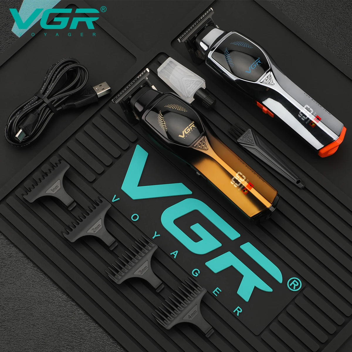 Vgr 187 USB Charging Hair Clipper Professional Cordless Electric Men's Shaving Gradient Intelligent Digital Push Clipper Peaceful Pleasures Health and Wellness