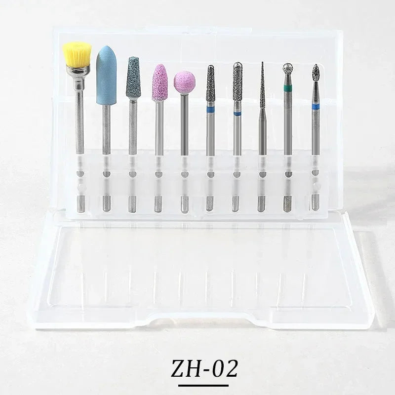 10Pcs Quality Diamond Milling Cutters for Manicure Electric Clean Foot Cuticle Nail Machine Nail Polishing Tool Peaceful Pleasures Health and Wellness ZH02