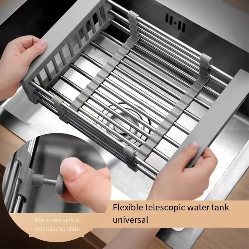 Kitchen Sink Drain Rack Dish Drain Rack Kitchen Basket Folding Drain Rack Stainless Steel Kitchen Sink Kitchen Washing Dishes Peaceful Pleasures Health and Wellness