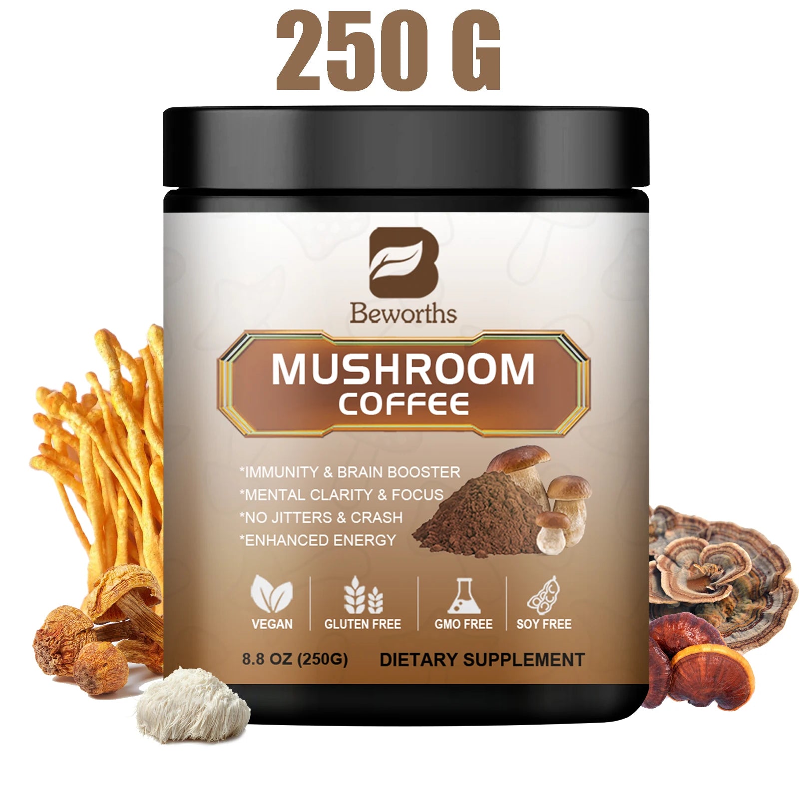 Mushroom Coffee Blend – 10-in-1 Superfood Powder Dietary Supplement Peaceful Pleasures Health and Wellness