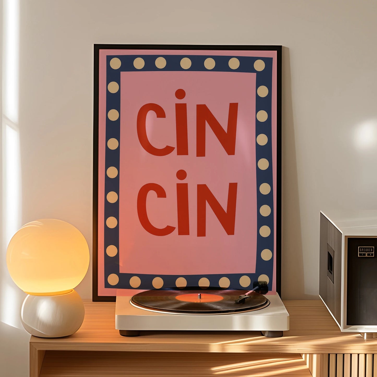 Pink Cin Cin Quote Canvas Wall Art Print | Minimalist Decor