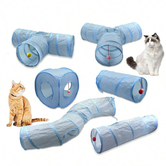 3-Way Foldable Cat Tunnel Toy with Peep Hole | Interactive Cat Tunnel Toy Peaceful Pleasures Health and Wellness