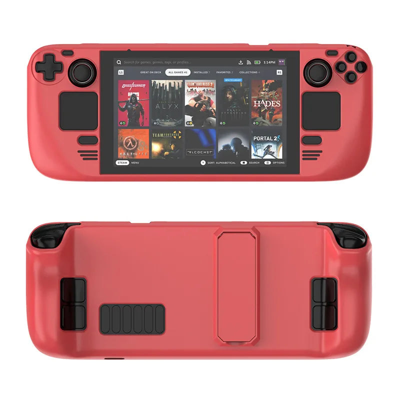 Suitable For Steam Deck Skin-Friendly Feel For Steam Deck Oled Colorful PC Protective Case With Stand Game Console Accessories Peaceful Pleasures Health and Wellness Red
