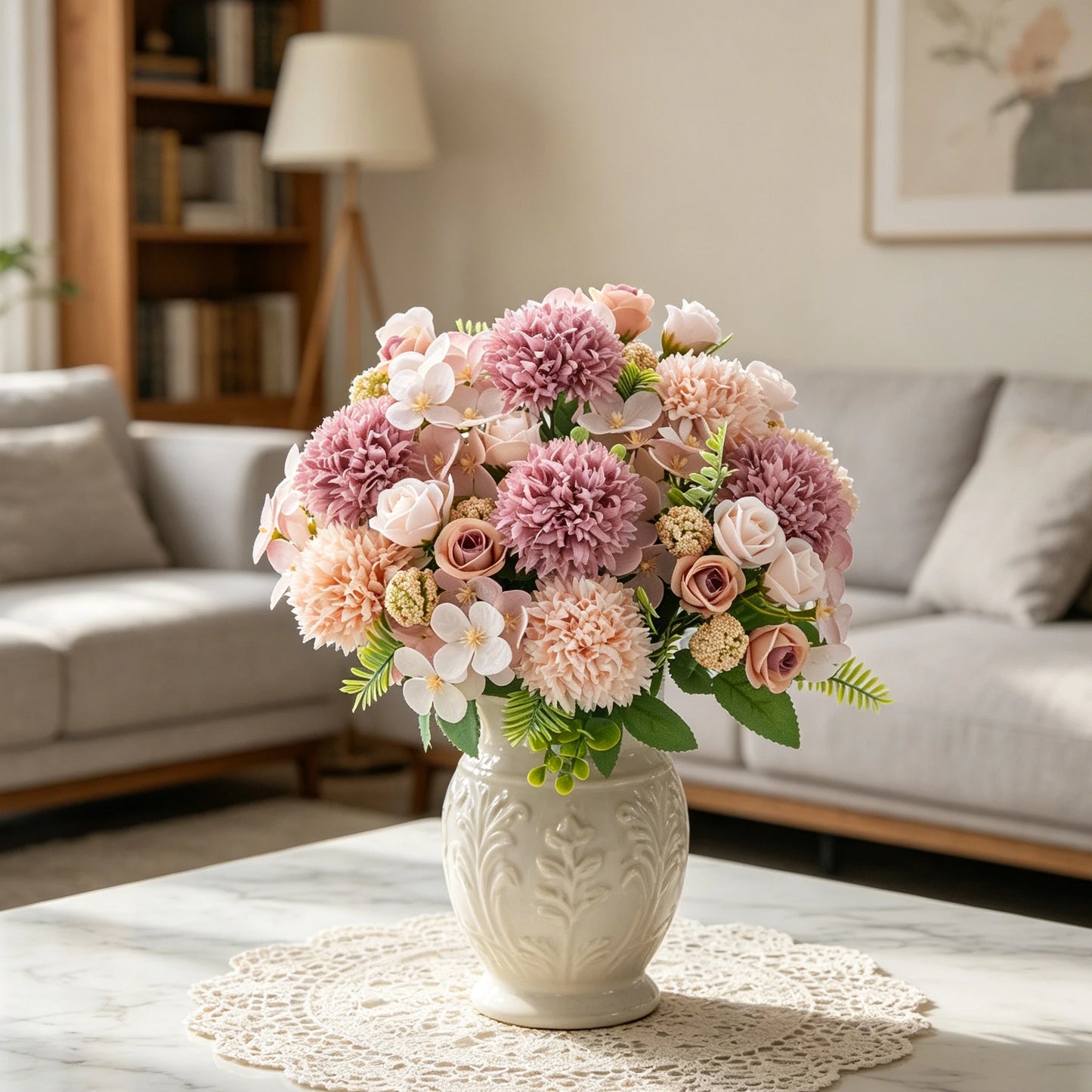 Silk Artificial Rose & Chrysanthemum Bouquet | Wedding Home Decor