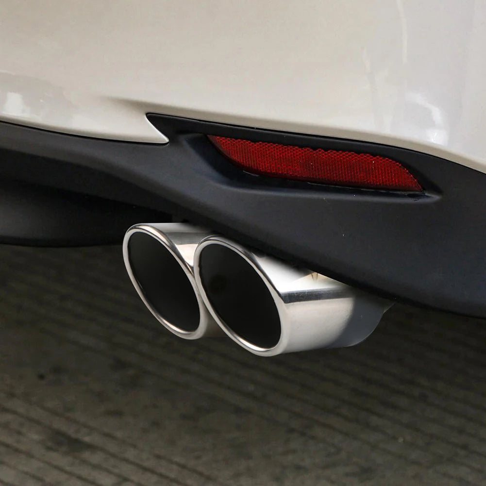 Stainless Steel Dual Outlet Car Exhaust Muffler Tip | Black & Silver