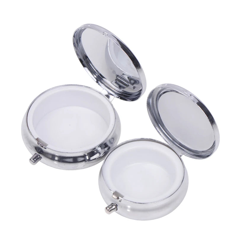 Metal Pill Boxes Stainless Steel Round Pill Boxes Medicine Organizer Container Medicine Case Splitters Pill Candy Box Peaceful Pleasures Health and Wellness