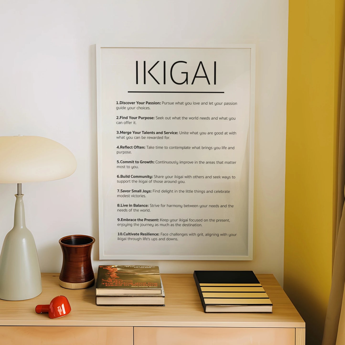 Ikigai Principles Canvas Wall Art Print | Motivational Decor
