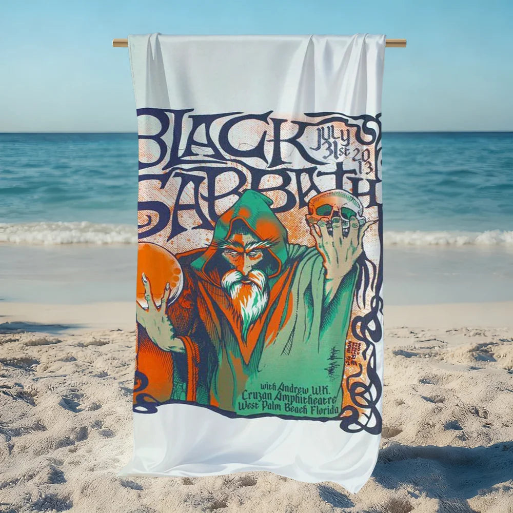 Black Sabbath Anime Quick-Dry Beach Towel | Soft & Lightweight Quick-Dry Beach Towel Peaceful Pleasures Health and Wellness