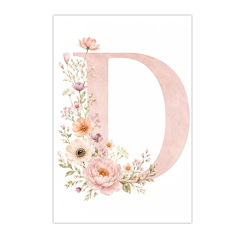 Custom Floral Rainbow Alphabet Canvas Wall Art – Kids Room