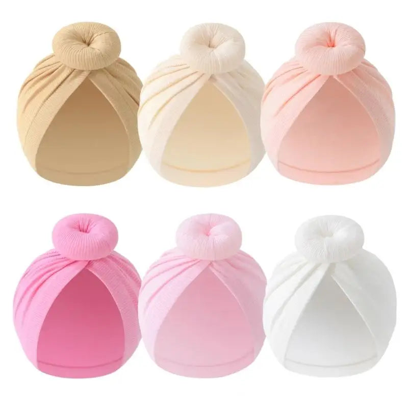 Baby Turban Hat – Soft Cotton Elastic Bun Knot Cap (0–6 Months)