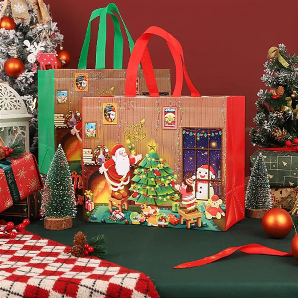 Christmas Non-Woven Gift Bag | Snowman & Xmas Tree Tote