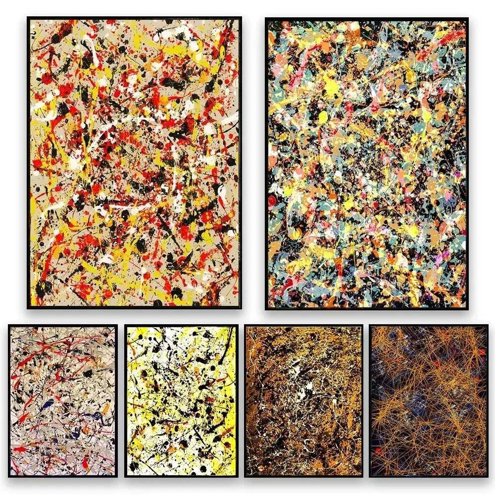 Jackson Pollock Abstract Oil Paintings on Canvas Famous Art Prints for Living Room Wall Decor Modern Art Posters Peaceful Pleasures Health and Wellness