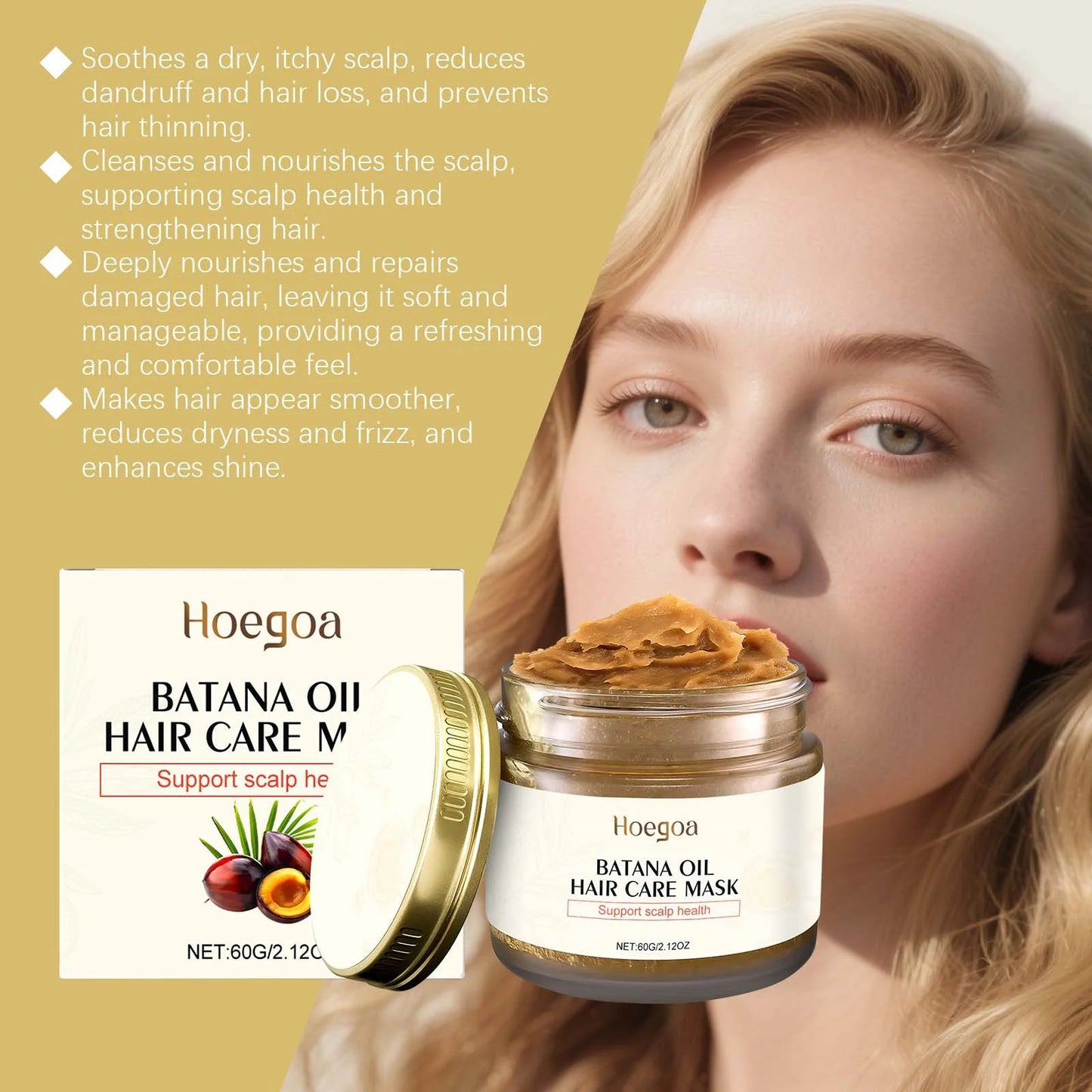 Batana Oil Moisturizing Hair Mask Repair Damaged Dry Hair Nourishing Scalp Smoothing Reduce Hair Loss Hydrating Hair Conditioner Peaceful Pleasures Health and Wellness