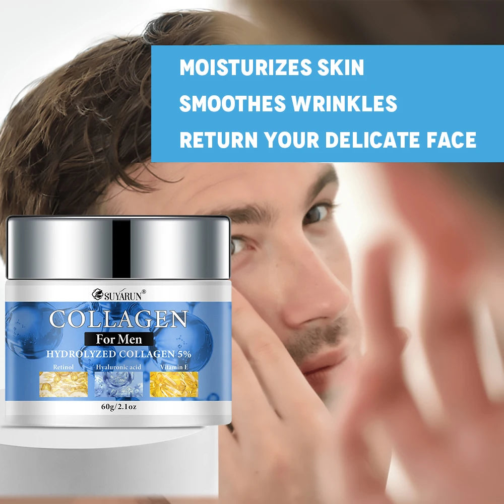 SUYARUN Collagen Men's Face Cream - Hydrating Moisturizer for Dry Skin | Non-Greasy Formula & Fast Absorption Daily Skincare. Peaceful Pleasures Health and Wellness