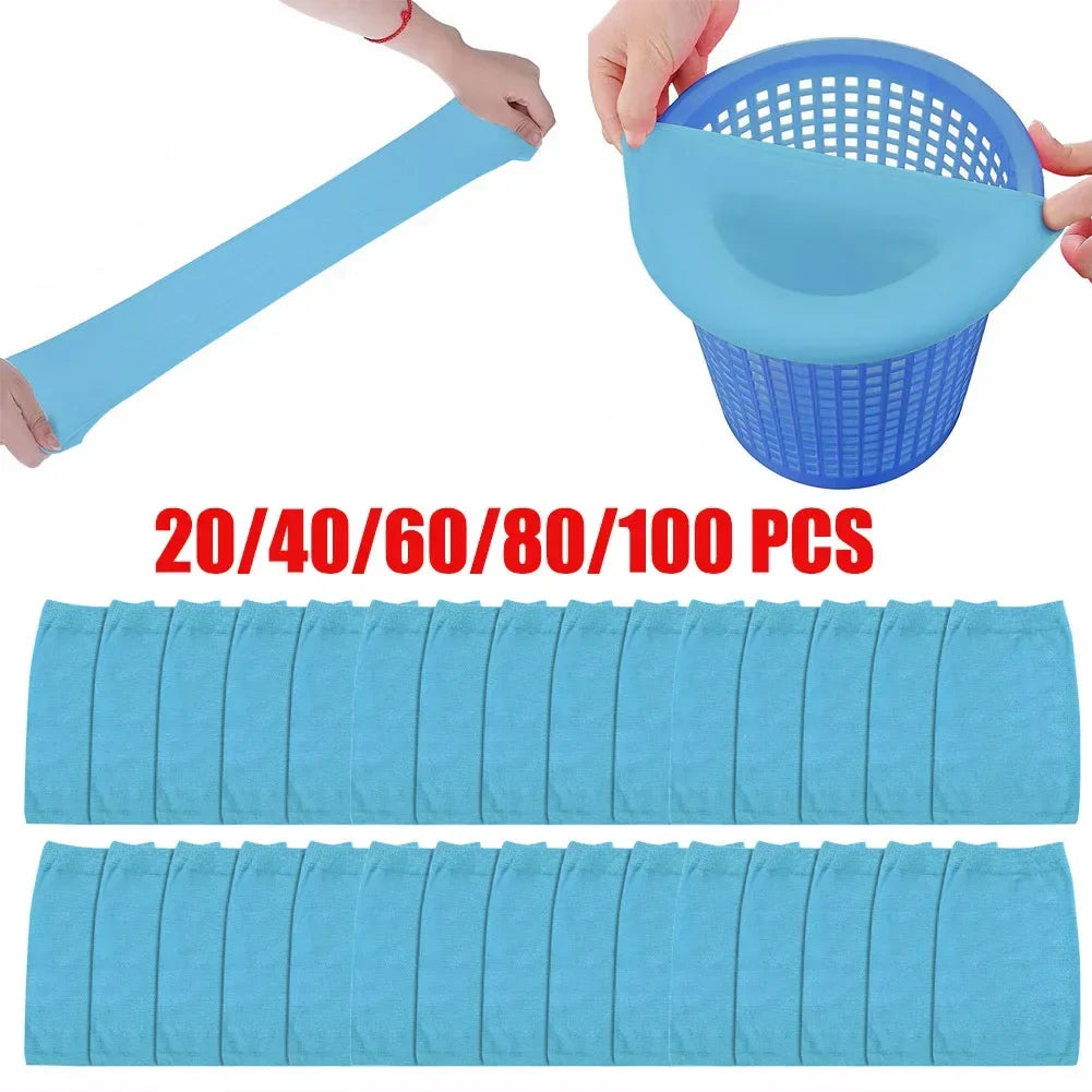Nylon Pool Skimmer Filter Socks – White/Blue, 5 to 100 Pack Peaceful Pleasures Health and Wellness 5PCS Australia