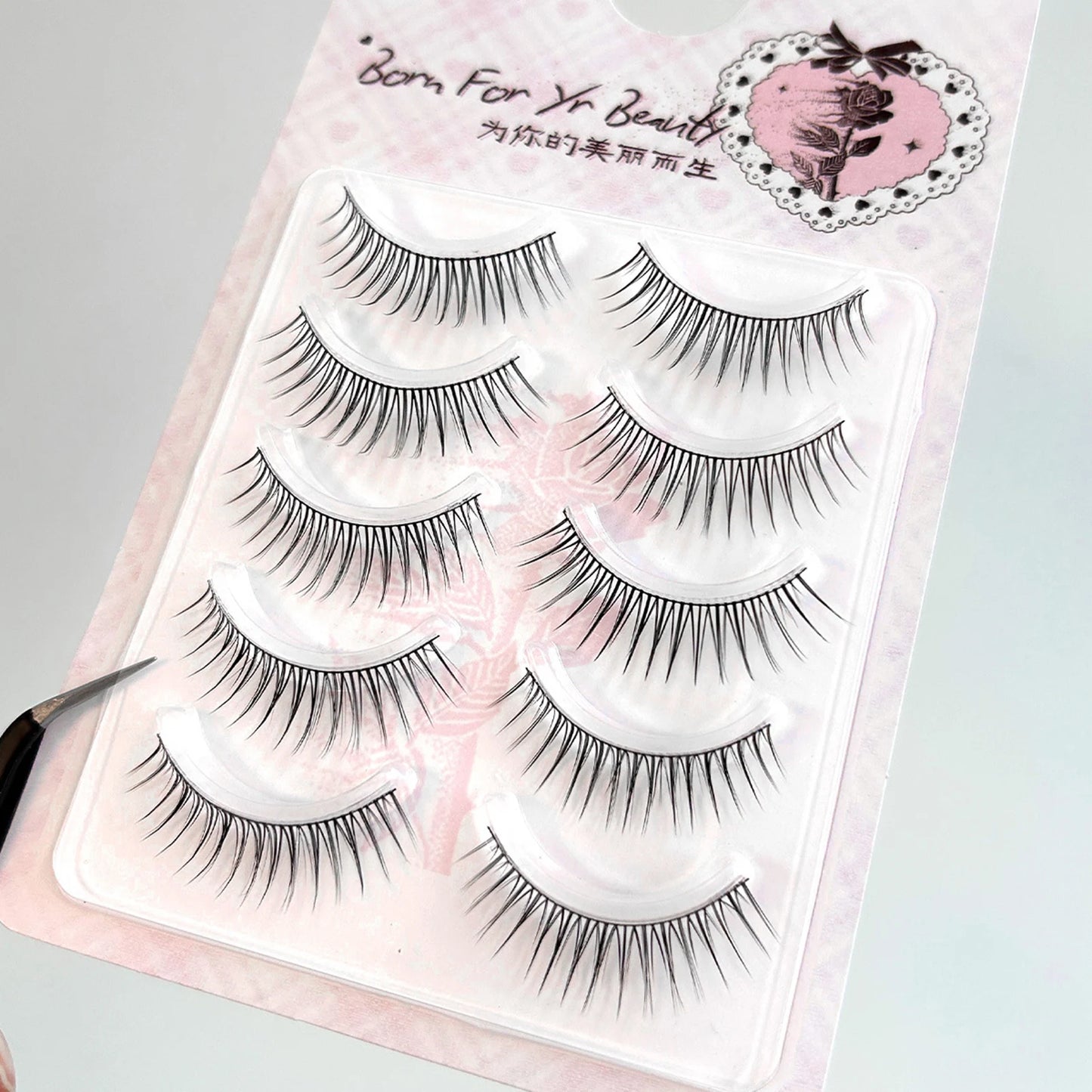 5 Pairs DIY Anime Full Strip Lashes Doll Eye Natural Asian False Eyelashes Thick Thin Black Stem Korean Idol Style Fake Lashes Peaceful Pleasures Health and Wellness