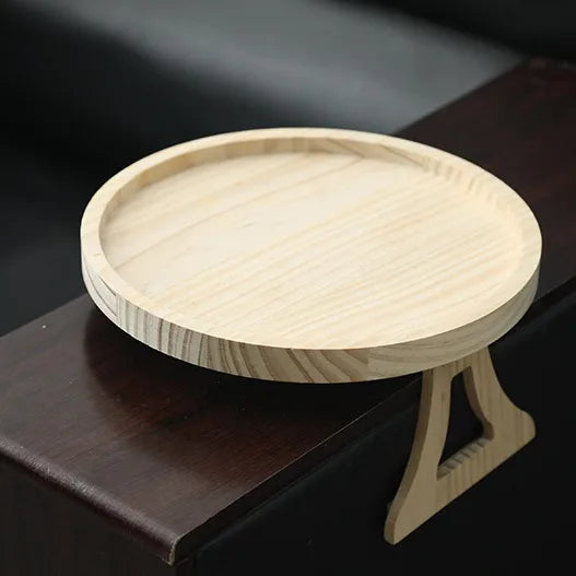 Wooden Sofa Armrest Tray Circular Clip Breakfast Home Use Foldable
