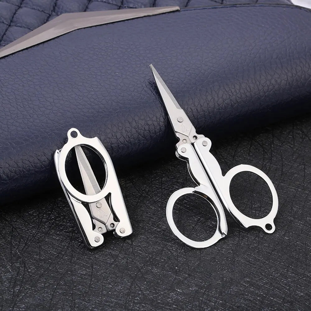 Folding Pocket Scissors Multifunctional Stainless Steel Folding Small Scissors Household Mini Thread Cutting Nail Tools Stainles Peaceful Pleasures Health and Wellness