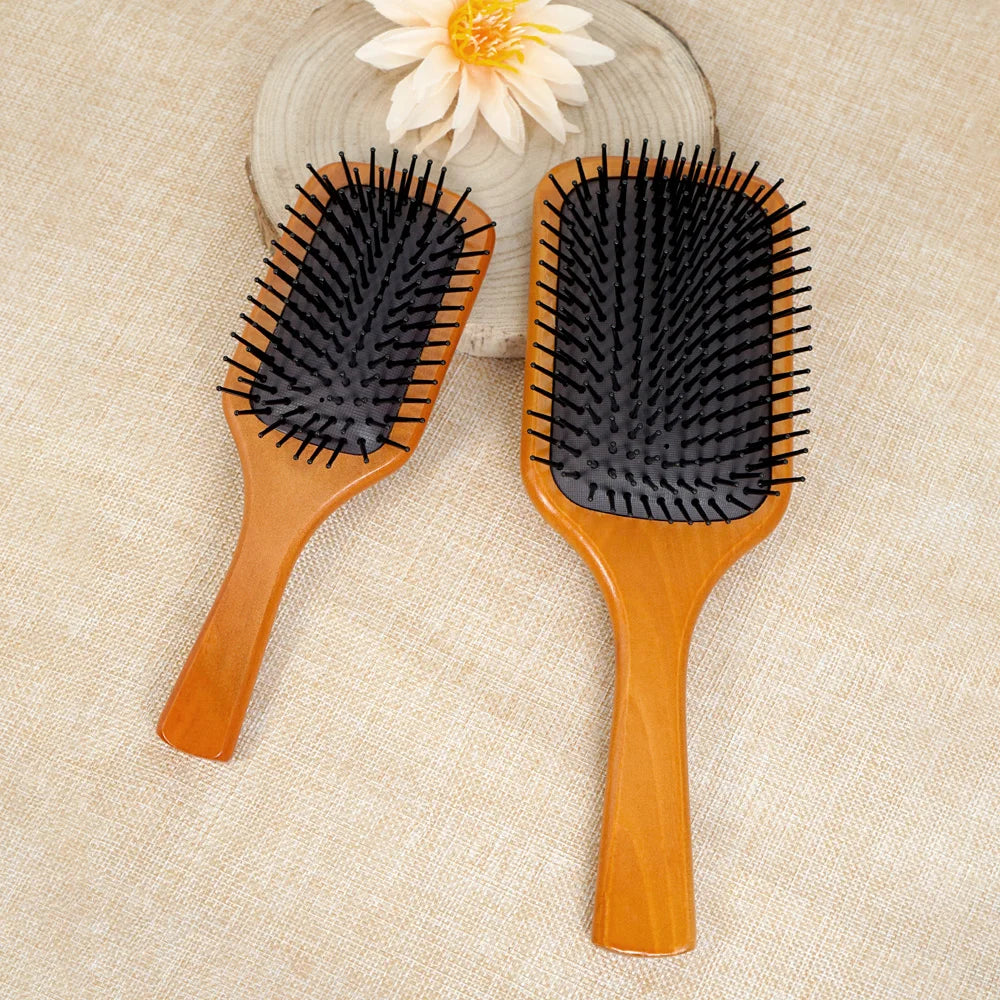 Wooden Paddle Hair Brush – Detangling & Scalp Massage for All Hair