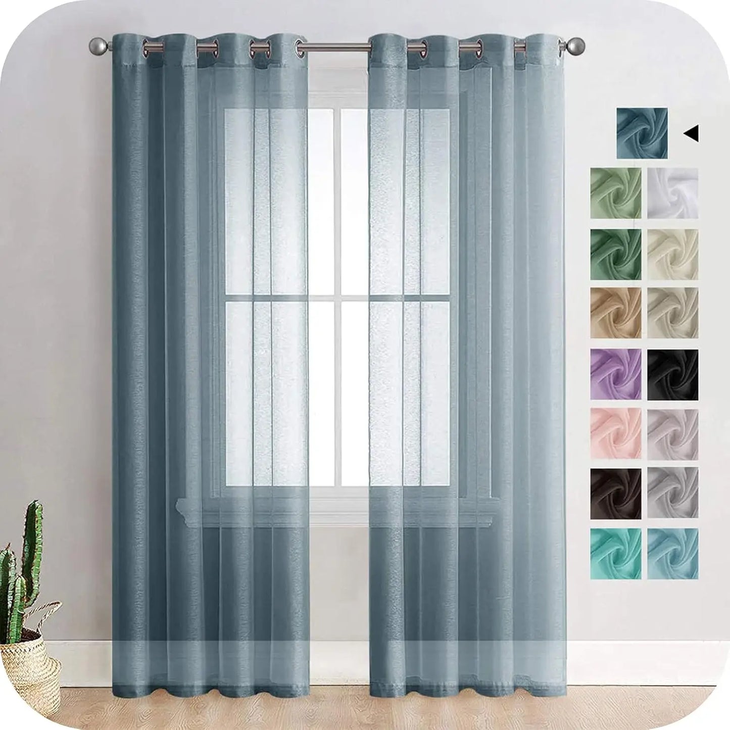 White Sheer Curtains Shading Solid Voile Window Drapes Transparent Tulle Curtain Luxury Chiffon Window Curtain Living Room Decor Peaceful Pleasures Health and Wellness Dark Grey 1 Panel 132X240CM
