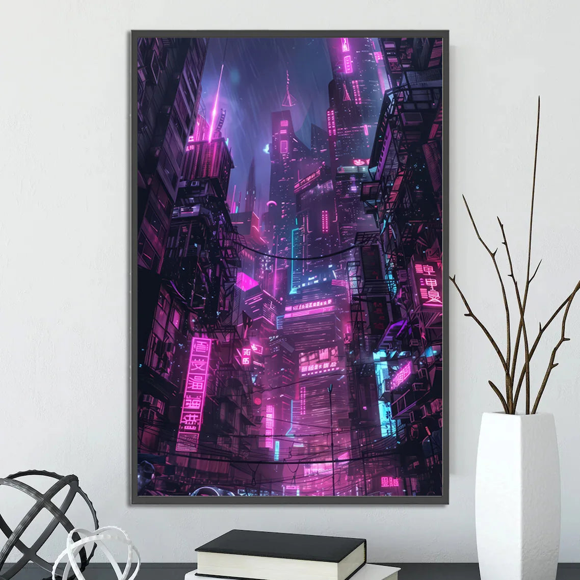 Cyberpunk City Poster Figures Home Decoration Painting Pictures Wall Cartoons Computer Room Wallpaper Gift Peaceful Pleasures Health and Wellness