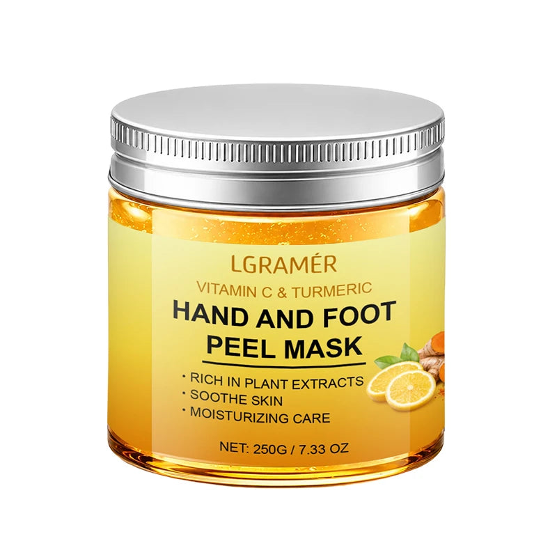 Vitamin c and turmeric hand wax mask for hands and feet, smoothing skin, gently cleansing hand mask, illuminating hand skin new Peaceful Pleasures Health and Wellness 250g