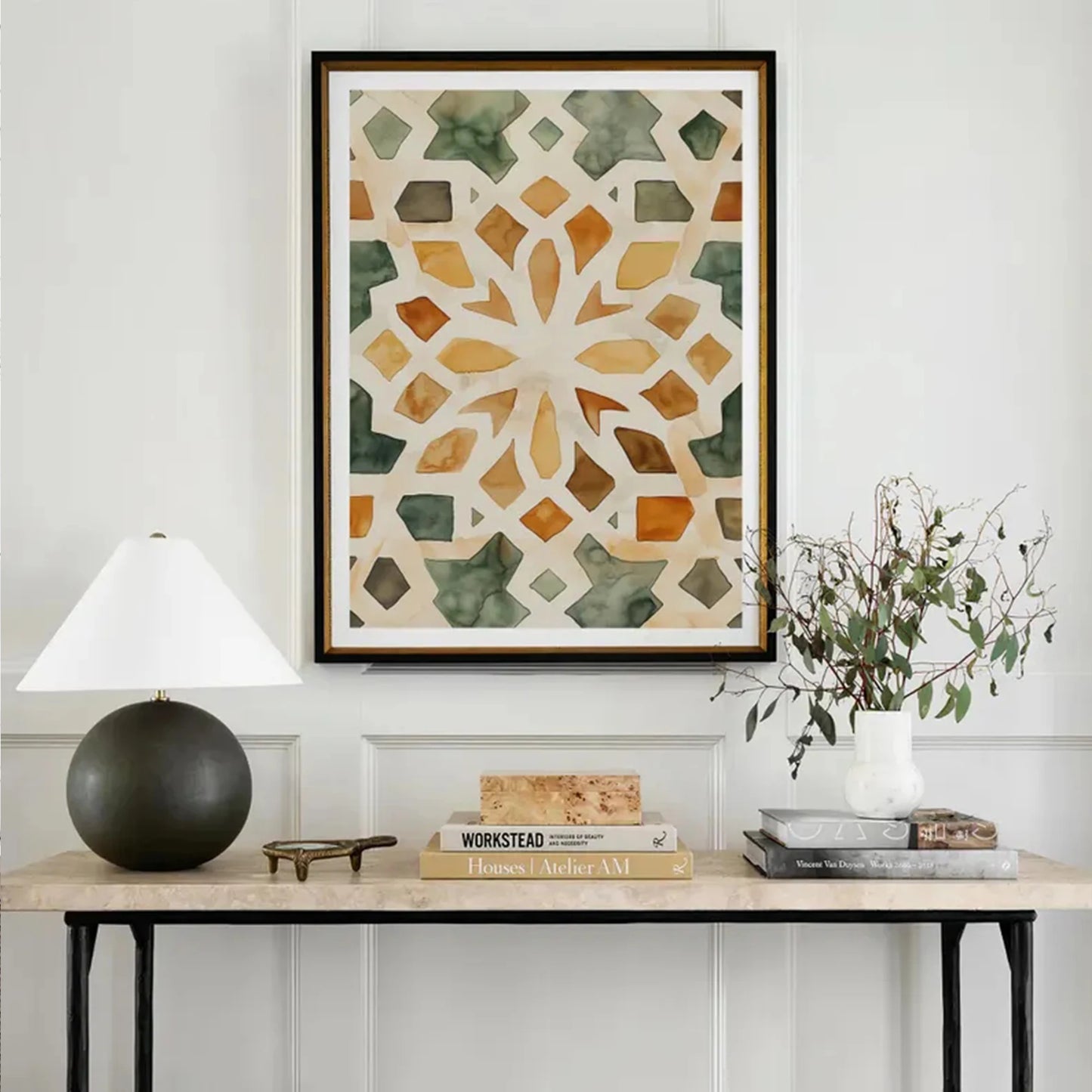Retro Alhambra Islamic Tile Mural Canvas Wall Art Print Poster