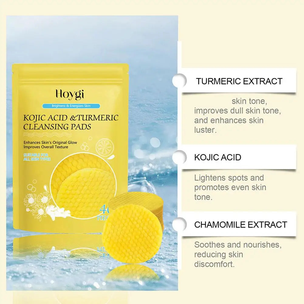 Kojic Acid & Turmeric Cleansing Pads – Brightening Facial Sponge