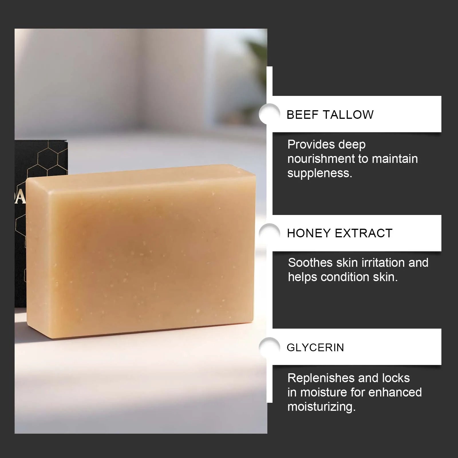 Tallow & Honey Soap Bar – Face & Body Moisturizing Cleanser Peaceful Pleasures Health and Wellness