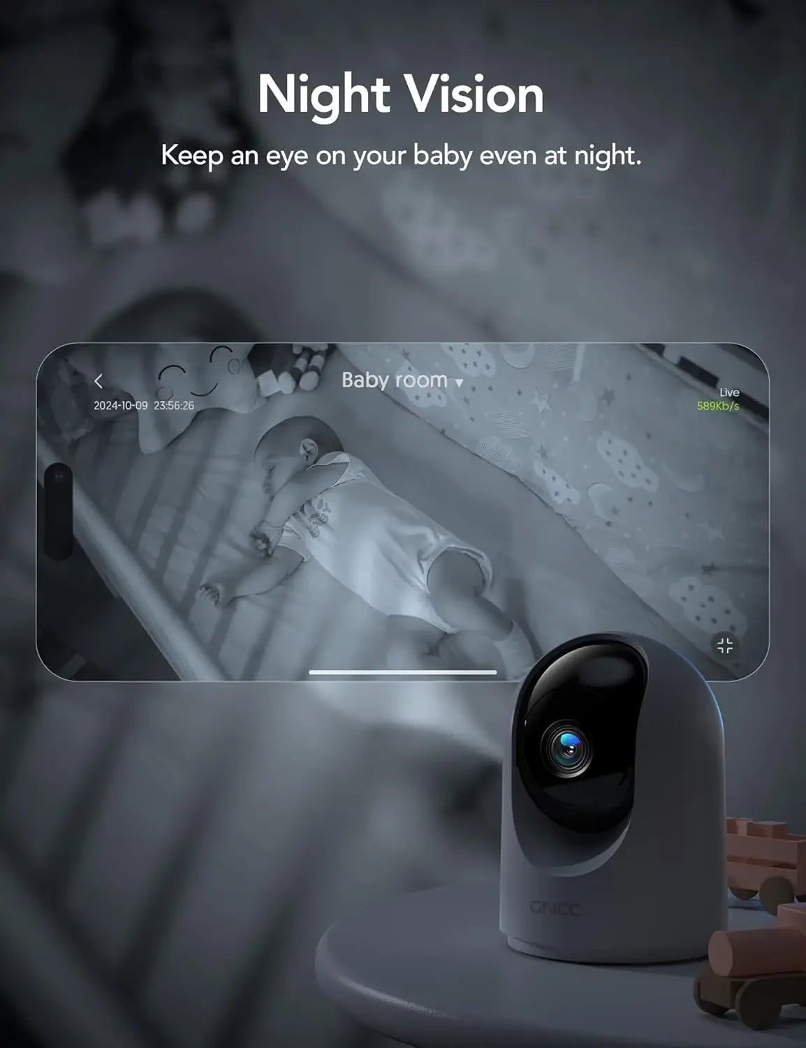 2K Indoor Security Camera with Motion Detection, Night Vision, Two-Way Audio, and Alexa/Google Home Compatibility Peaceful Pleasures Health and Wellness